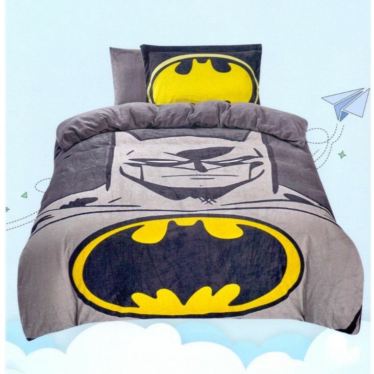 طقم لحاف كوين مخمل للاطفال بات مان