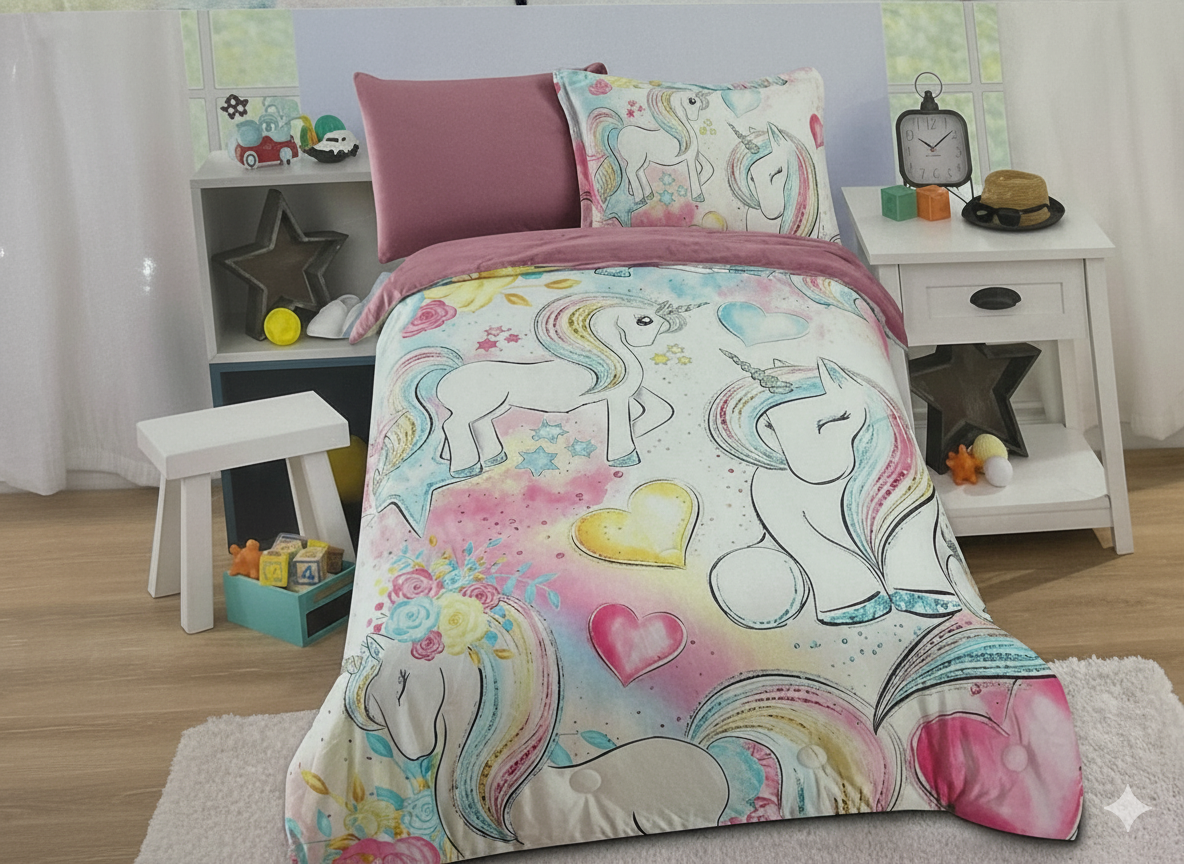 طقم لحاف يونيكورن مخمل