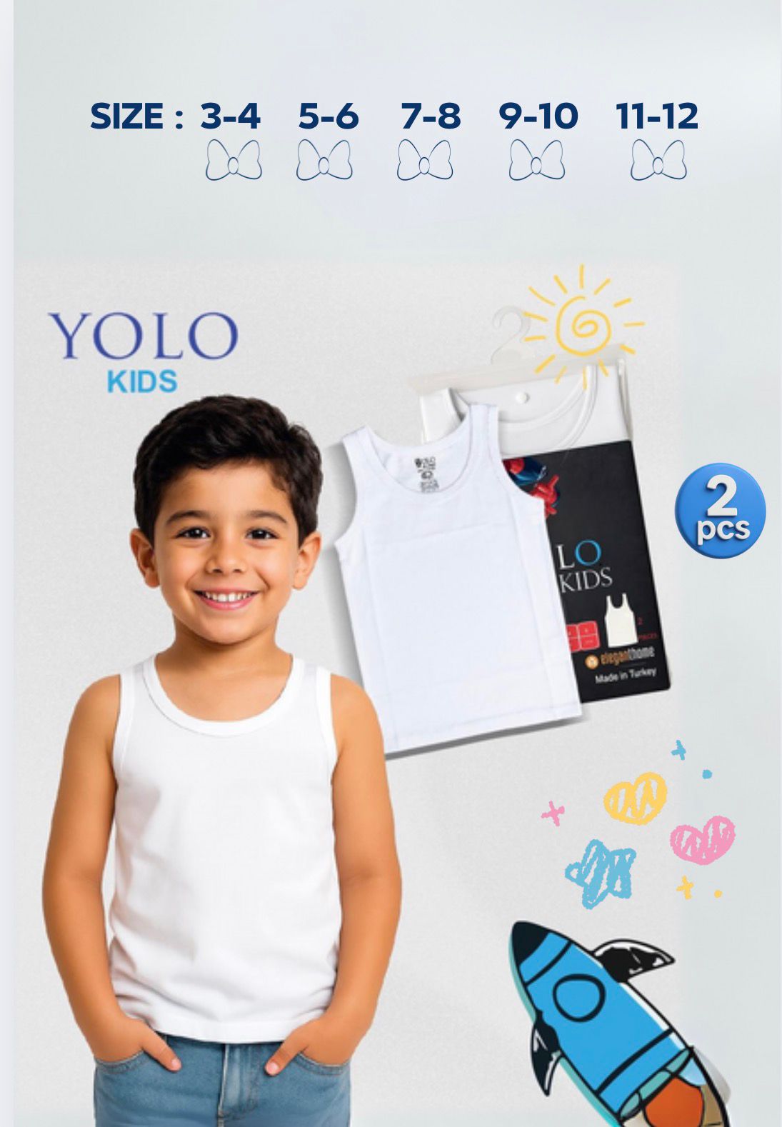 فانيلات داخلية بيضاء سادة.