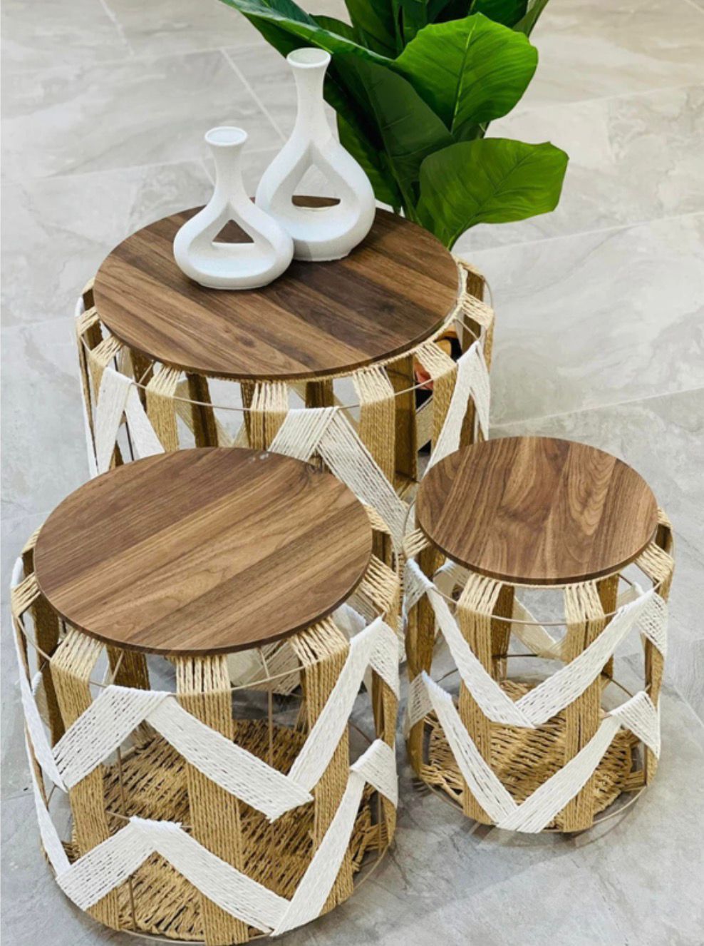 طقم طاولات جانبية ديكورية