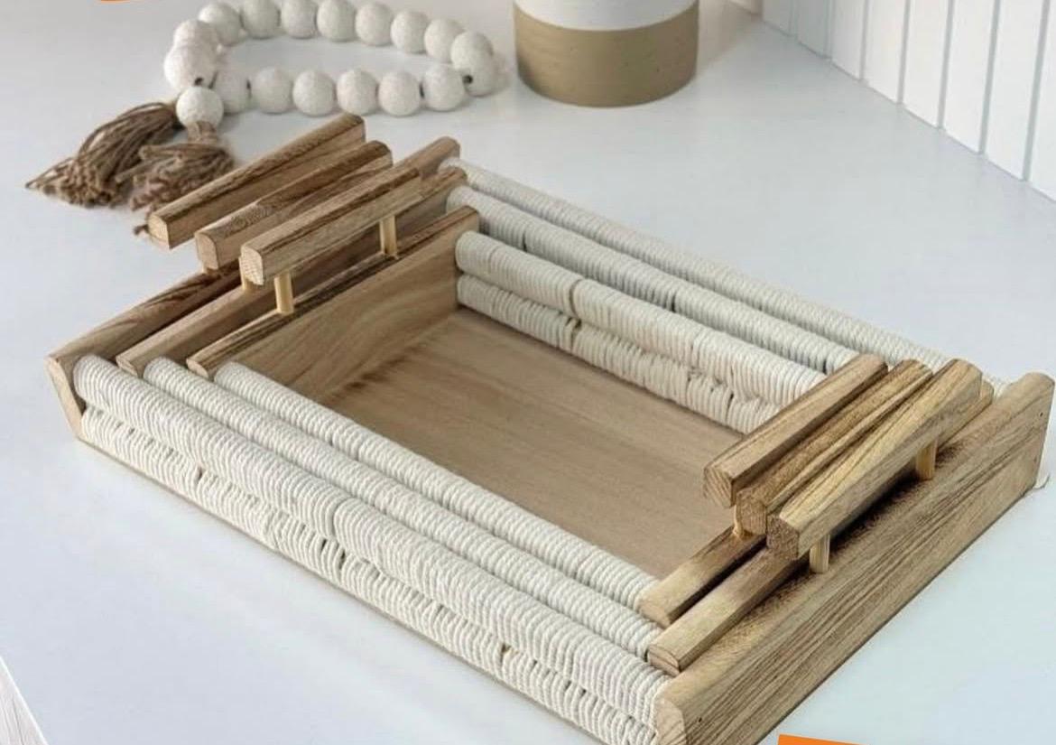 طقم صينية الديكور الخشبية